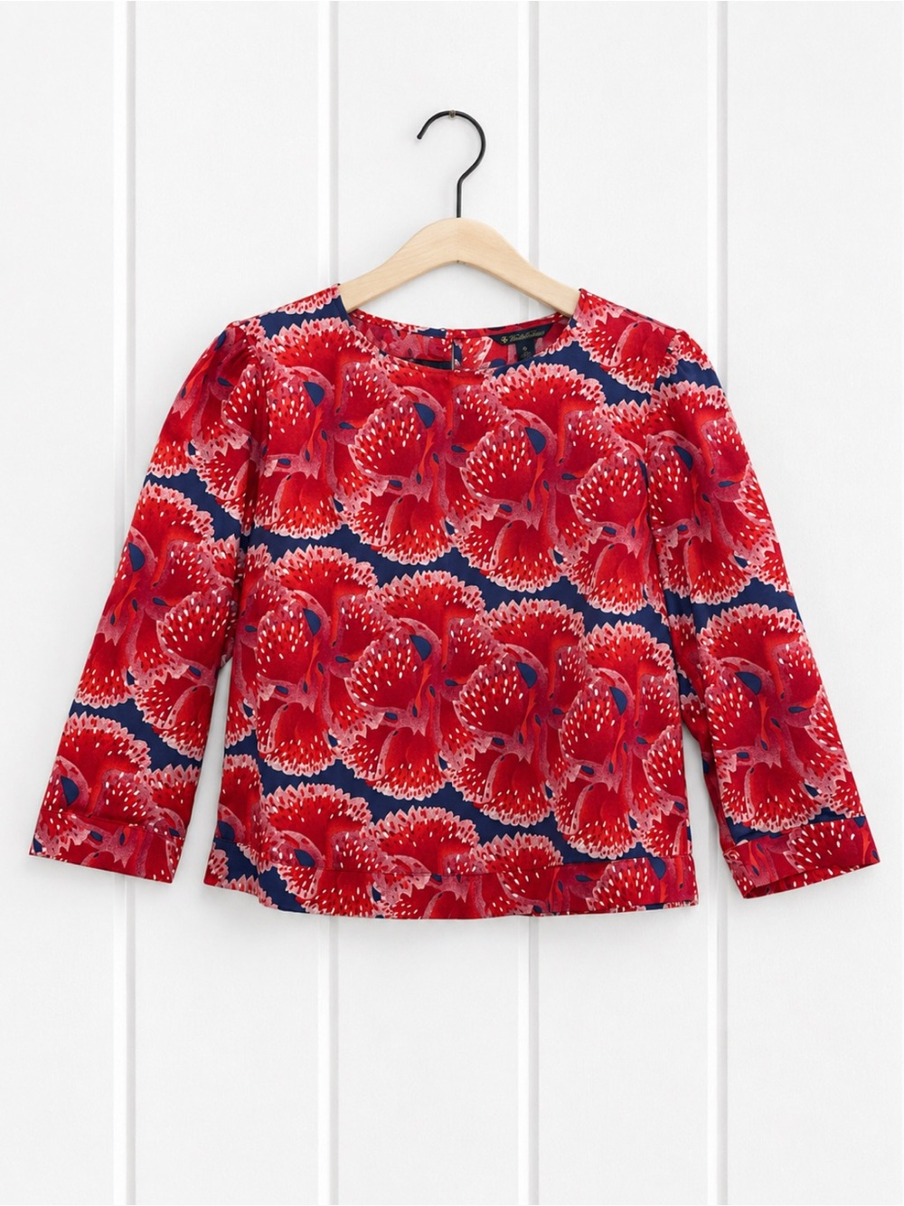 Brooks Brothers Red Floral Print Blouse Women’s 3/4 Sleeve  Top Size 8